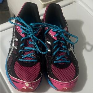 Aasics Women's Pink and Blue Athletic Shoes